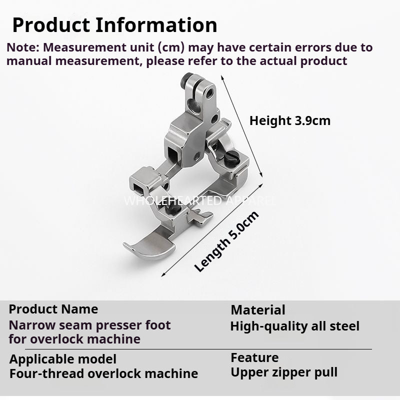 1733★ Four Thread Overlock Machine Narrow Seam Presser Foot Single Side Left Right Adjustable Serger Presser Foot Four Thread Compatible Sewing Accessory★