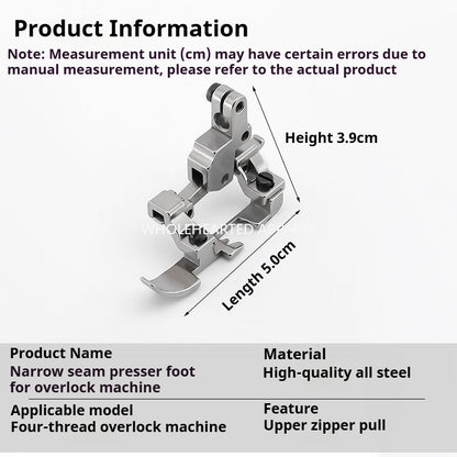 1733★ Four Thread Overlock Machine Narrow Seam Presser Foot Single Side Left Right Adjustable Serger Presser Foot Four Thread Compatible Sewing Accessory★