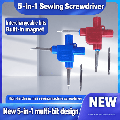 1221★ Multifunktionaler 5-in-1-Schraubendreher, DIY-Sechskant-, Schlitz- und Kreuzschraubendreher, Nähhilfe für Bekleidungsfabriken.