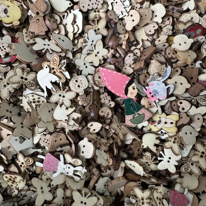 3049  Button children's handmade wood cartoon DIY button DIY wooden color cute sweater decorative material