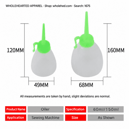 1675★ Plastic Sewing Machine Oil Bottle (Empty, Small or Large, Drop-Resistant and Squeezable)