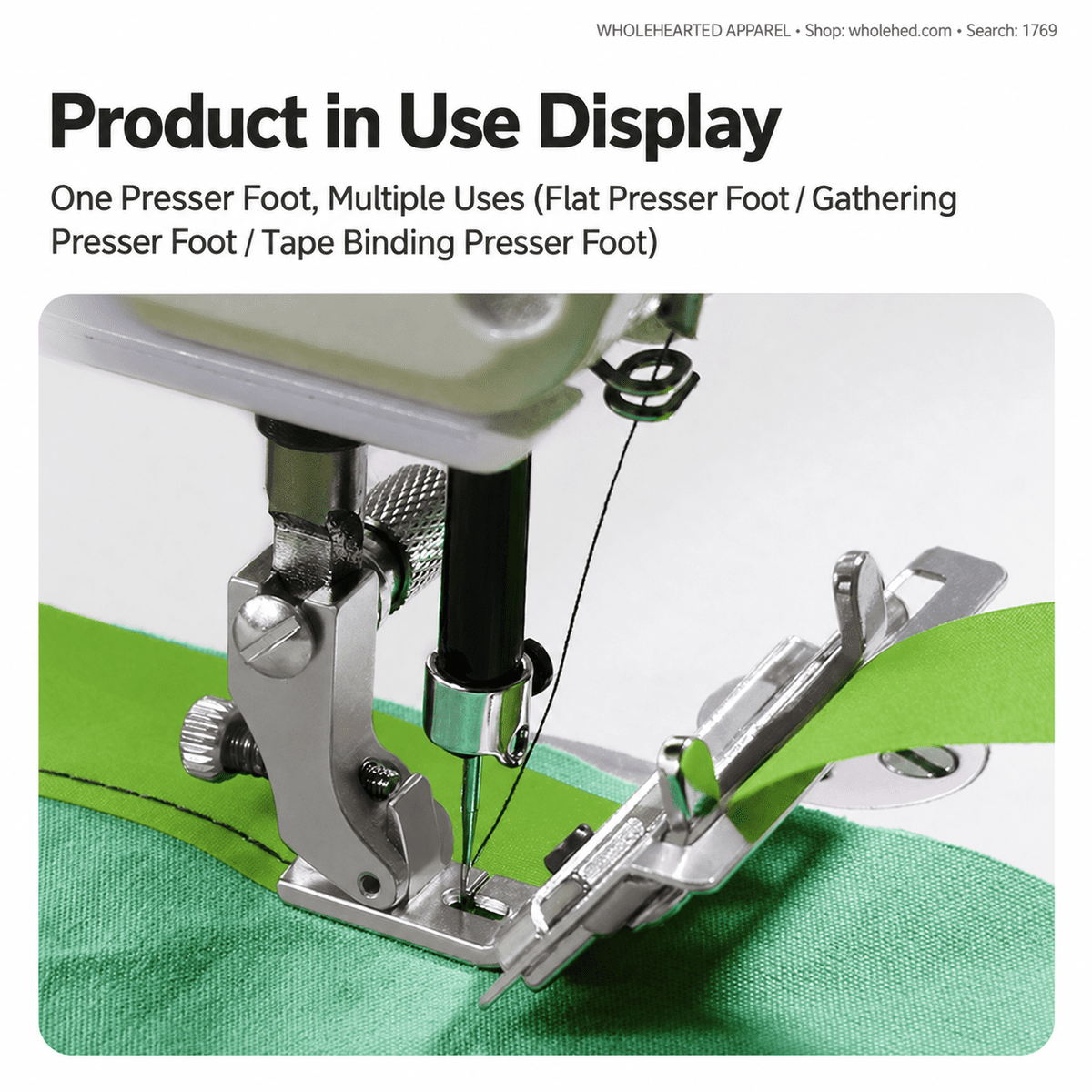 1769★ 3-in-1 Adjustable Wide Tape Binding Presser Foot for Pleating, Gathering, Lace, Webbing and Neckline Binding.