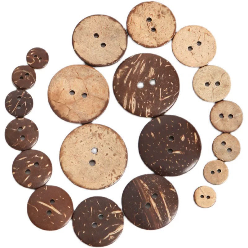 3048  Natural coconut shell buttons Natural coconut shell wooden buttons Round two-eyed children's clothes Handmade sweater buttons