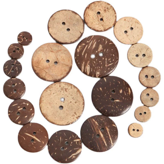 3048  Natural coconut shell buttons Natural coconut shell wooden buttons Round two-eyed children's clothes Handmade sweater buttons