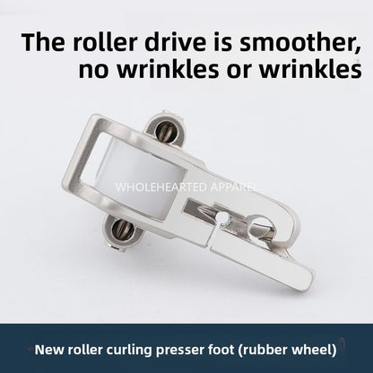 1650★  New roller 0.3 stop crimping presser foot electroplating all-steel flat car universal folding hem presser foot sewing accessories
