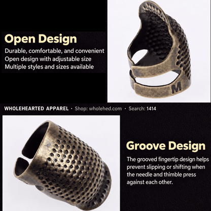 1414★ Adjustable Thick Copper Thimble Finger Guard for Hand Sewing and Cross-Stitch.