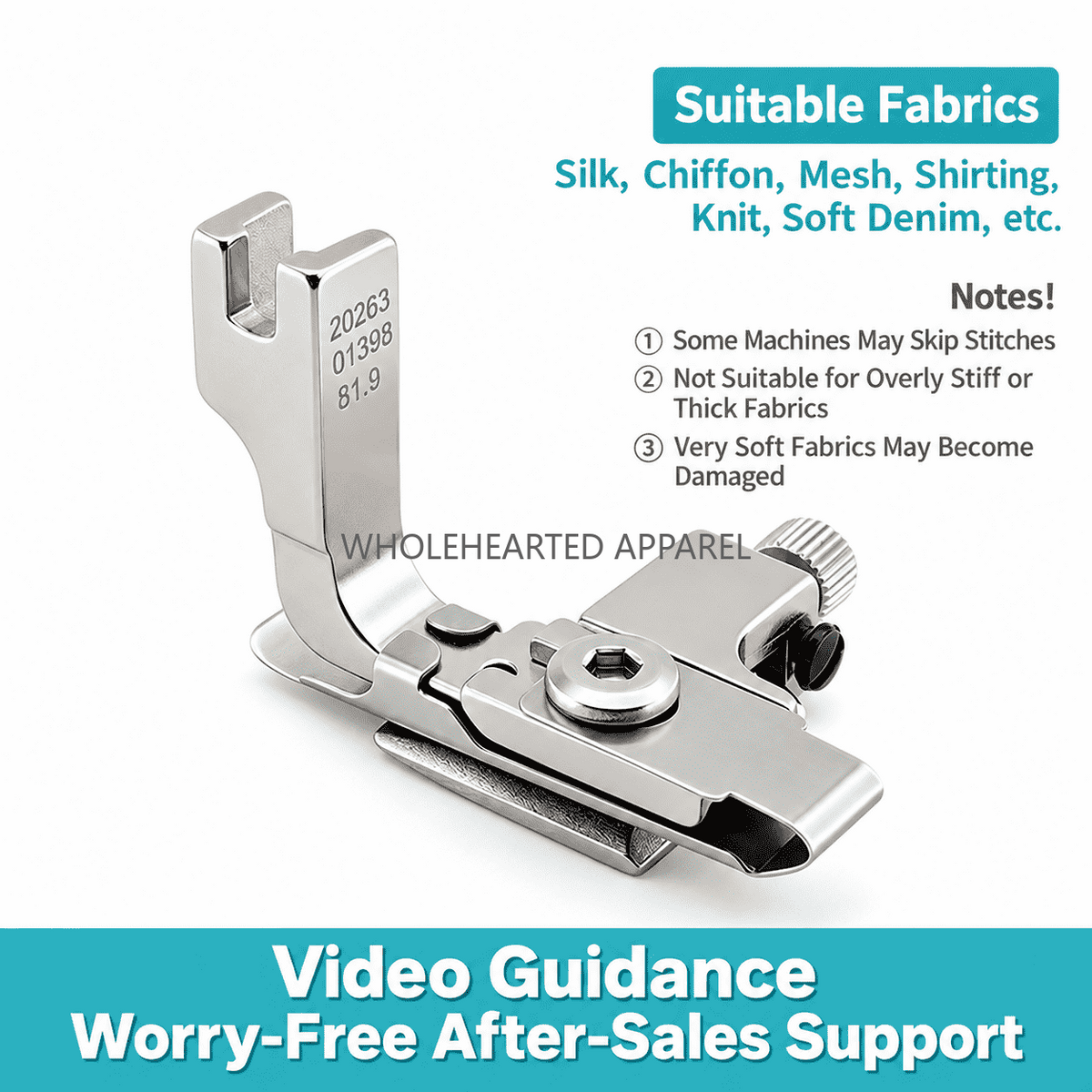 1926★ Double-Layer Adjustable Gathering Presser Foot for Industrial Sewing Machines, Smooth Top and Gathered Bottom, Suitable for Silk, Chiffon, Mesh and Shirts.