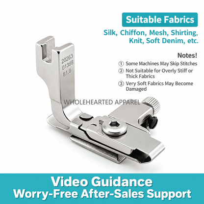 1926★ Double-Layer Adjustable Gathering Presser Foot for Industrial Sewing Machines, Smooth Top and Gathered Bottom, Suitable for Silk, Chiffon, Mesh and Shirts.