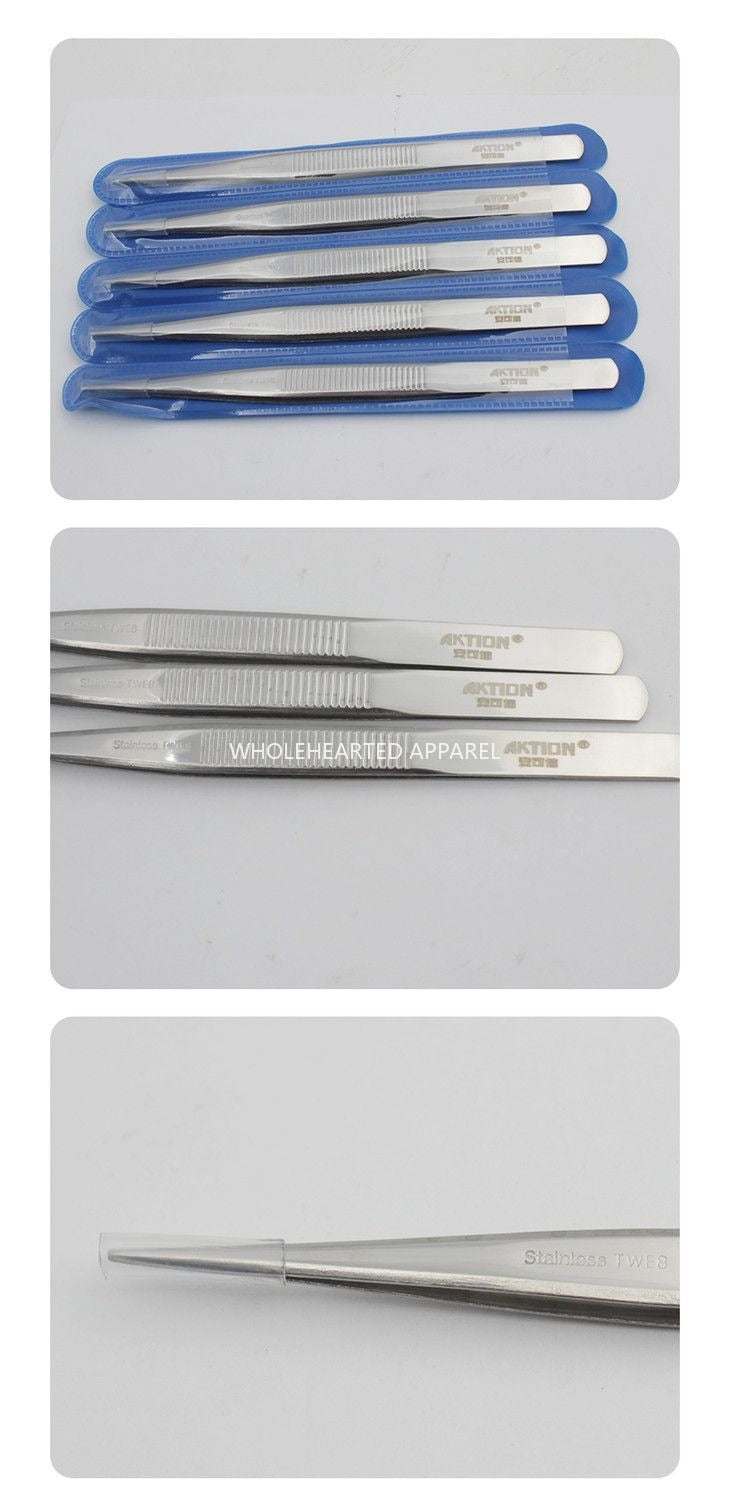 1223★  Refined quality mirror polished lightweight stainless steel tweezers, tweezers non-slip straight head clothing factory★
