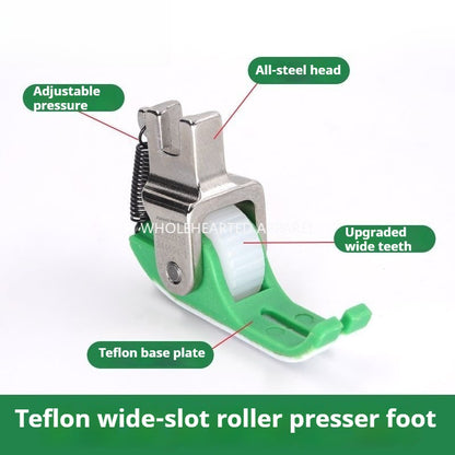 1006★ 1009★New PL boutique newly upgraded flat car (wide gap) Teflon roller presser foot thin and thick universal do not eat cloth rush cloth accessories★