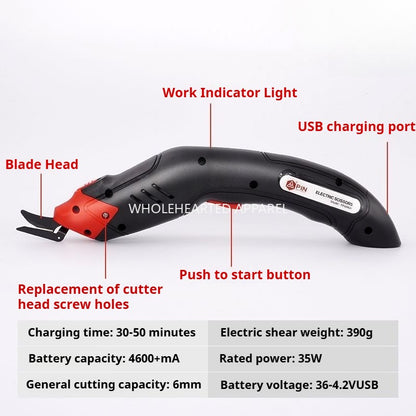 1444★  New second-generation PIN electric scissors industrial rechargeable handheld electric lithium battery double scissors cloth knife clothing★