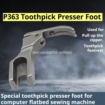 1325★ Prensatelas para palillos de dientes para cremalleras de acero P363, prensatelas para cremalleras estrechas, prensatelas para cremalleras superiores 0,3★