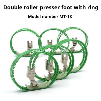 1106★  MT-18 roller rubber ring presser foot, left and right unilateral double roller presser foot flat car down leather plastic belt ring S★