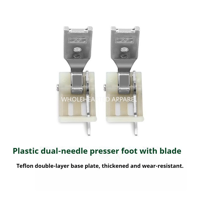 1690★  Smart foot MT260 double needle car right with knife presser foot 1/4 needle distance Teflon plastic stop edge presser foot 0.10.2 stop★