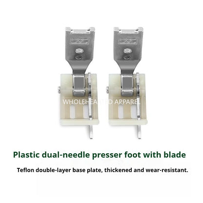 1690★  Smart foot MT260 double needle car right with knife presser foot 1/4 needle distance Teflon plastic stop edge presser foot 0.10.2 stop★