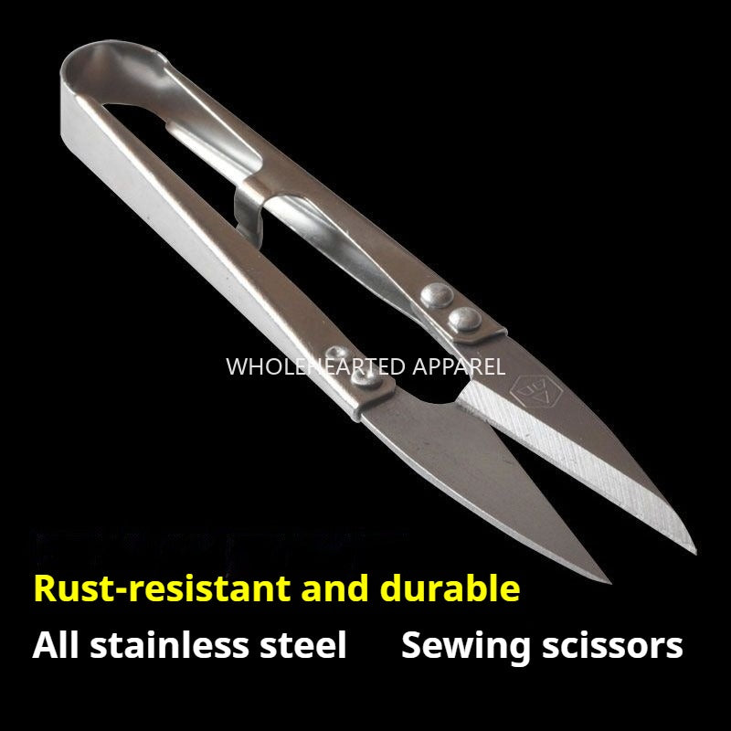 1156★  New PIN brand All stainless steel special steel yarn scissors Bud scissors Trimming cloth trimming head Mini spring U-shaped small scissors Embroidery★