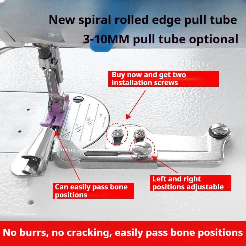 1597★  [Easy to pass the bone position] Sewing machine accessories New industrial spiral pull tube thin/thick material crimping device with Q5 professional crimping foot★