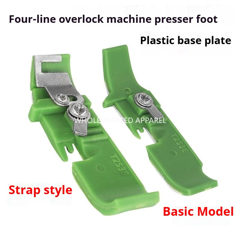 1034★  Thickened Teflon four-wire hemming machine presser foot leather industrial oversewing machine edge car glue presser foot edge locking plastic baseplate★