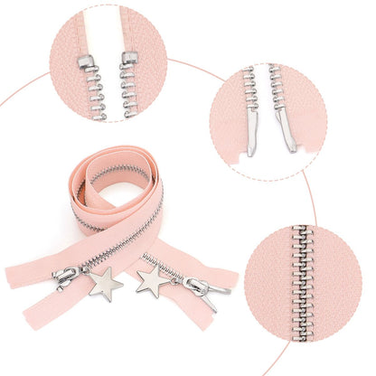 3088  Zipper No. 5 platinum open tail pentagram zipper piece jacket placket zipper double pull head down bright silver teeth