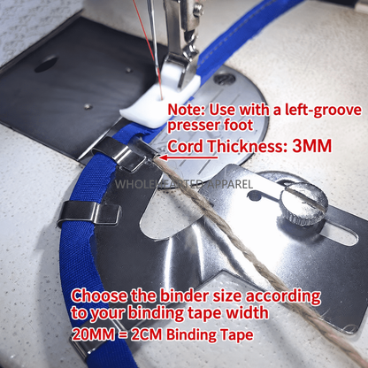1025★ New Arrivals 2 | More Options | 4-in-1 Cord Piping Binder Attachment for Duvet Covers, Pillowcases and Cotton Cord Sewing, Industrial Sewing Machine Accessory.