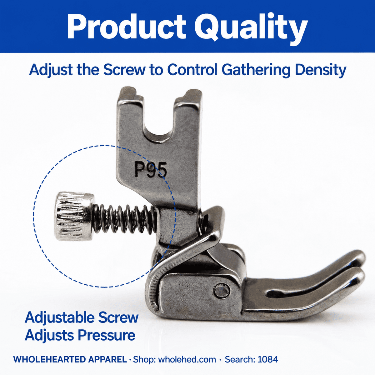 1084★ Adjustable All-Steel Gathering and Pleating Presser Foot for Industrial Sewing Machines.