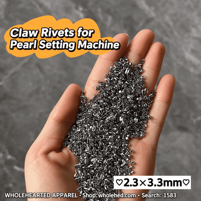 1583★ Portable Manual Pearl and Rhinestone Setting Machine Kit with One Box of No-Hole Faux Pearls and Four-Prong Studs.