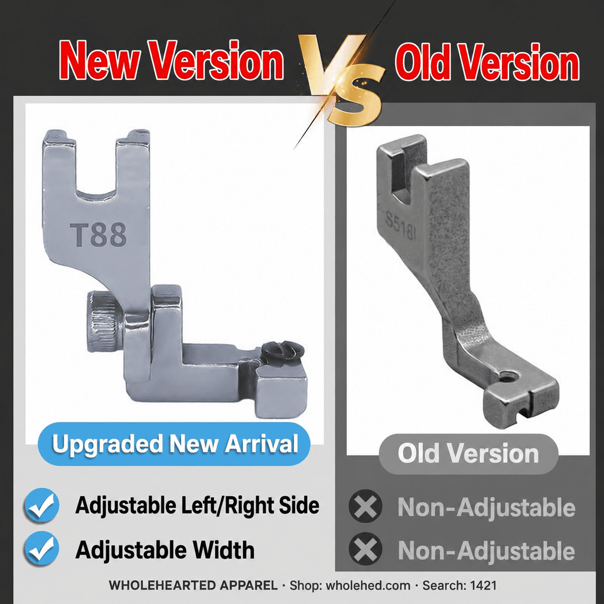 1421★ New T88 Multi-Purpose Adjustable Invisible Zipper Presser Foot for Computerized Flatbed Sewing Machines, Left/Right Single-Side Use