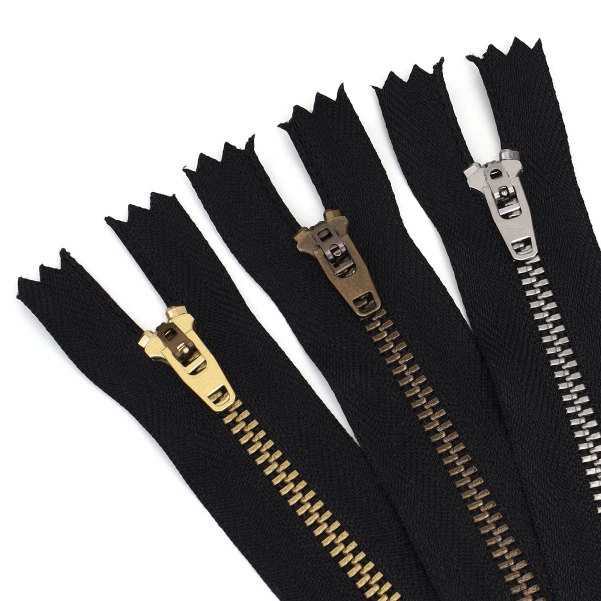 3075  Zipper No. 4 Bronze Brass White Gold Closed Tail Spring Head Metal Copper Zipper Jeans Trousers Y Teeth Pant Chain