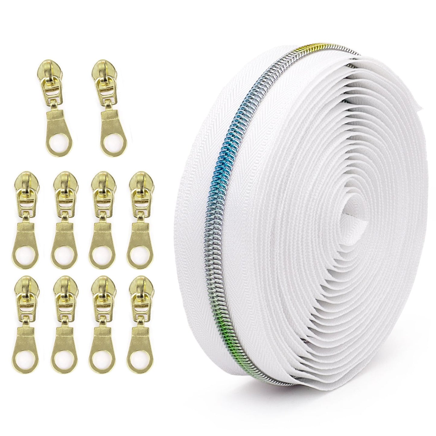 3097  Zipper No. 5 is wearing colorful teeth nylon set, bags and accessories can be used for 4.5 meters + 10 Jitong heads = 1 pack.