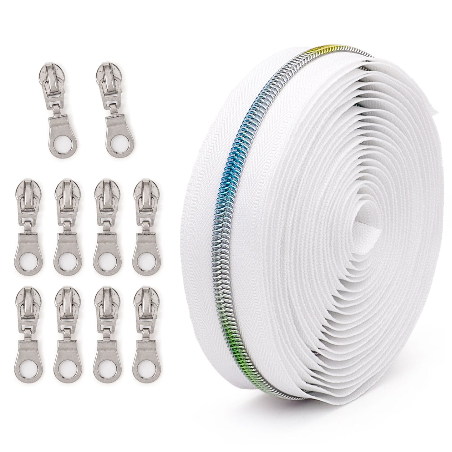 3097  Zipper No. 5 is wearing colorful teeth nylon set, bags and accessories can be used for 4.5 meters + 10 Jitong heads = 1 pack.