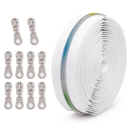 3097  Zipper No. 5 is wearing colorful teeth nylon set, bags and accessories can be used for 4.5 meters + 10 Jitong heads = 1 pack.