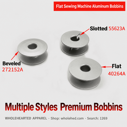 1269★ Bobine in alluminio per macchine da cucire industriali – piatte 40264A, con scanalatura 55623A, smussate 272152A, per macchine da cucire computerizzate