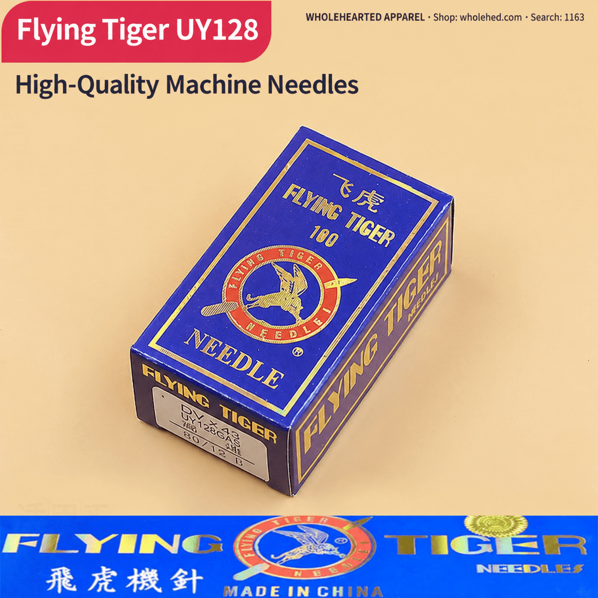 1163★ Agujas para máquina de coser Flying Tiger UY128GAS DVX43 para máquinas recubridoras de 3 agujas y 5 hilos.