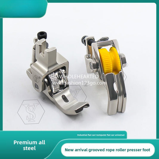 1094★  [New] Boutique all-steel roller with embedded rope presser foot Flat car with slot embedded rope tooth strip presser foot