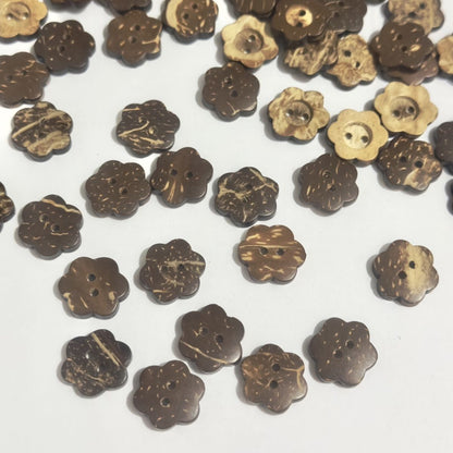 3051  Vintage flower coconut shell wood natural button clothes handmade buttons two-eye shirt children's buttons sweater jacket
