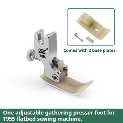 1737★ Lockstitch Machine T955 Adjustable Plastic Shirring Presser Foot All Steel Shank Thickened Teflon Presser Foot Suitable for Thin Medium and Thick Fabrics★