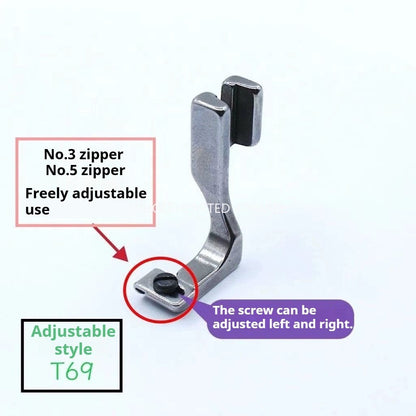 1069★ Número de modelo T69 (ajustable) Prensatelas para cremallera invisible con muesca Prensatelas para cremallera multifuncional Máquina de coser plana para ordenador Máquina de coser plana industrial★