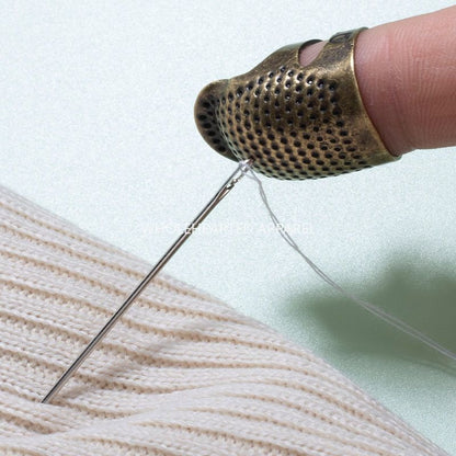 1414★ Thimble finger cover household hand sewing cross stitch thickened adjustment real copper finger guard thimble hoop sewing tool★