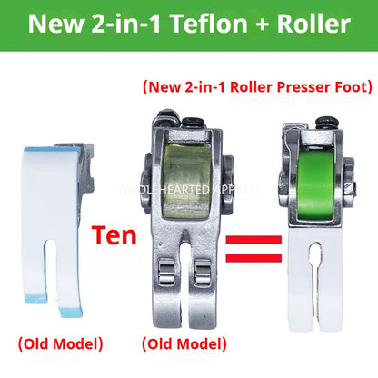 1262★ Nueva boutique de teflón dos en uno prensatelas de rodillo estrecho material grueso cuero acolchado de algodón chaqueta de plumas cortina tela anti-comida★