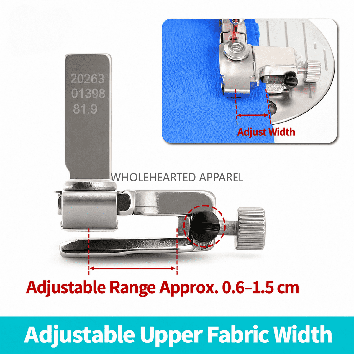 1926★ Double-Layer Adjustable Gathering Presser Foot for Industrial Sewing Machines, Smooth Top and Gathered Bottom, Suitable for Silk, Chiffon, Mesh and Shirts.