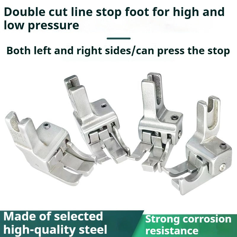 1547★ Accessoires pour machines à coudre, pied presseur plat double usage haute et basse, pied presseur multifonctionnel à double ligne avec arrêt de coupe et de pression sur la ligne ouverte★