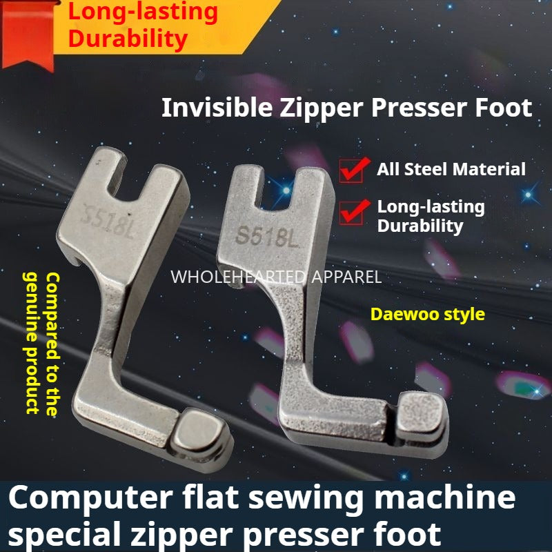 1328★  Invisible zipper all-steel presser foot S518L computer flat car unilateral invisible zipper presser foot upper zipper presser foot★