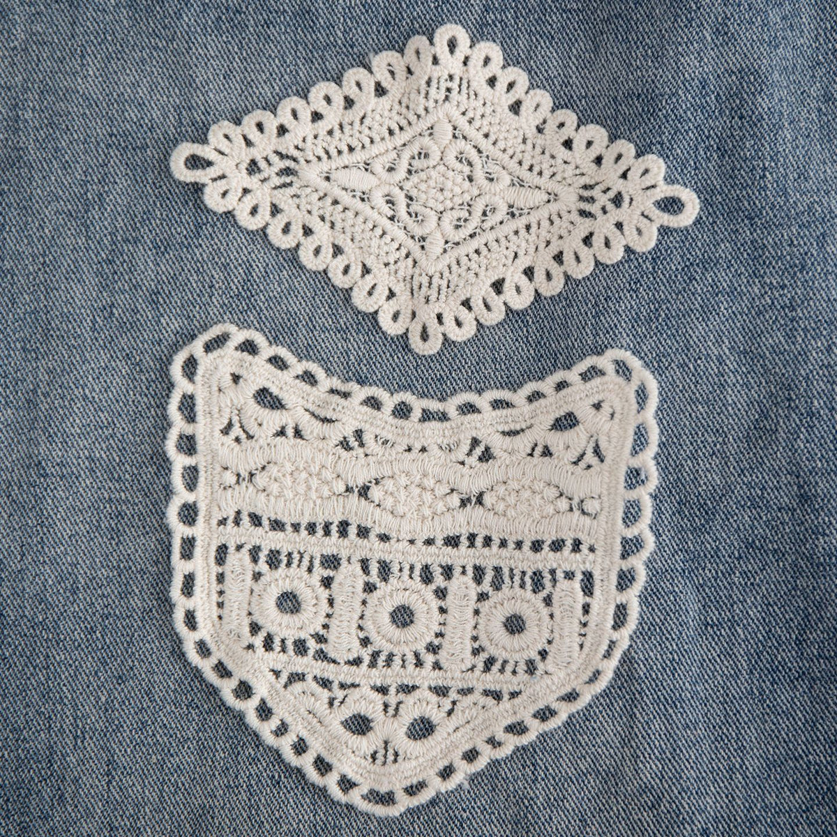 1935★ Extension de ceinture en dentelle brodée, garniture décorative ajourée pour l'ajustement manuel de la taille d'un pantalon.