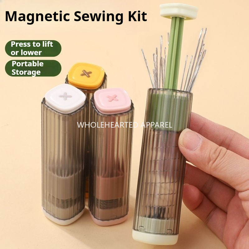 1718★  Hand Sewing Needle Set Press Magnetic Syringe Sewing Clothes Tools Sewing Needle Thickness Needle Storage Syringe Portable★