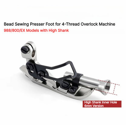 1909★ Four-Thread Overlock Beading Presser Foot, 6mm/8mm, Smooth Bead Sewing★
