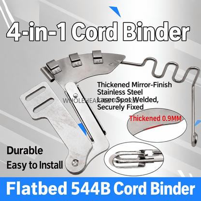 1025★ New Arrivals 2 | More Options | 4-in-1 Cord Piping Binder Attachment for Duvet Covers, Pillowcases and Cotton Cord Sewing, Industrial Sewing Machine Accessory.
