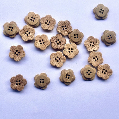 3046  Natural white coconut shell DIY buttons natural wood sweater flower buttons retro children's clothes DIY decorative handmade