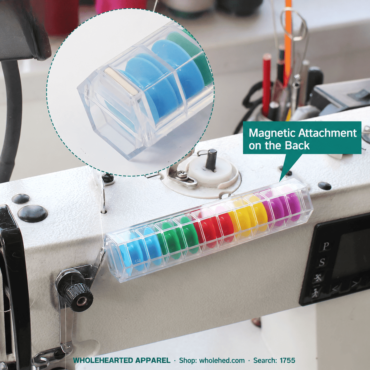 1755★ Bobinas de plástico coloridas para máquina de coser con estuche de almacenamiento para máquinas de puntada recta computarizadas