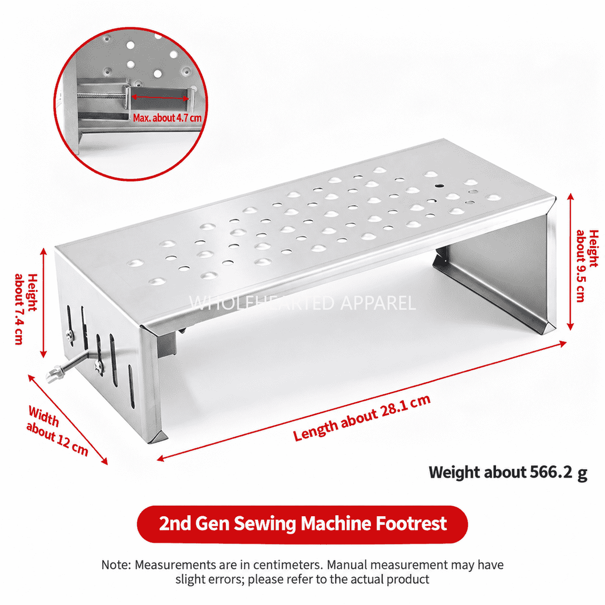 1923★ Second-Generation Stainless Steel Sewing Machine Foot Pedal Pad with Raised Anti-Slip Texture and Secure Clip Fixing.