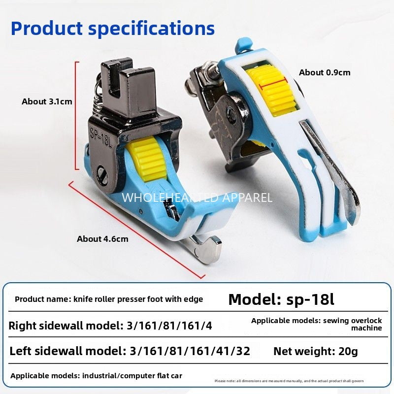 1692★  New flat car plastic Teflon baseplate left and right rib roller presser foot SP-18 with knife presser foot sewing accessories